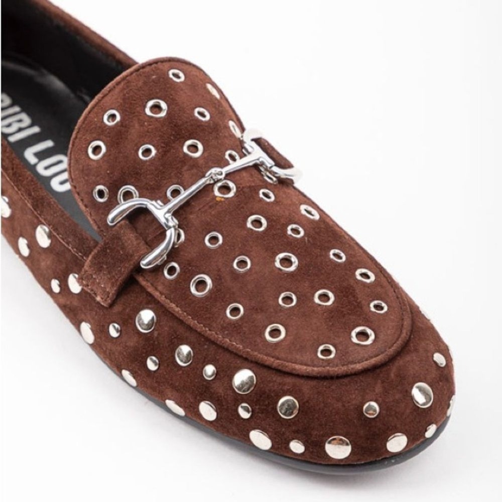 Bibi Lou Zagreb Studded Loafers Brown New US 9-9.5 EU 40